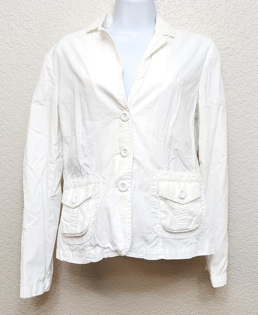 Classic Blues White 3 Button Notched Collar Blazer Small Lightweight Pockets